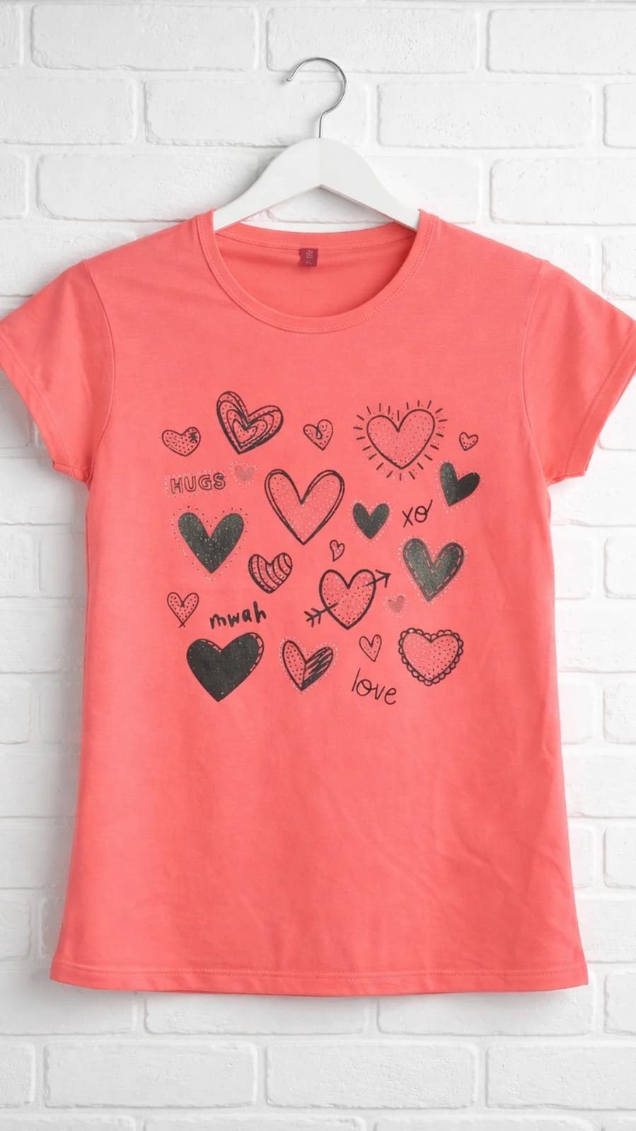 Girls Premium Cotton Jersey Heart Print Top - Image 2