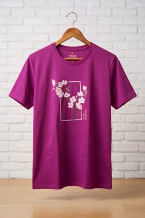 Ladies Purple Floral Print T-Shirt – Export Quality Cotton Jersey Fabric