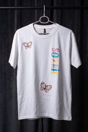 Style92 Ladies White Butterfly Print T-Shirt – Export Quality Cotton Jersey Fabric