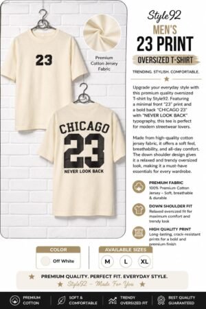 Premium Men's Oversized Streetwear T-Shirt – Off White | Style92 (Copy)