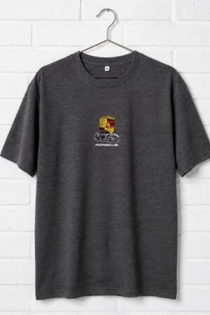 Style92 Men's Oversized Porsche Graphic T-Shirt – Charcoal Grey | Premium Cotton Jersey