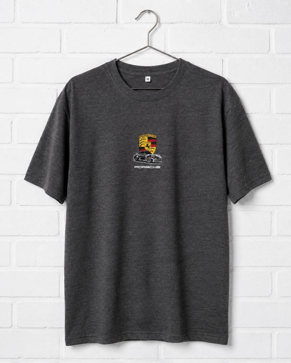 Style92 Men's Oversized Porsche Graphic T-Shirt – Charcoal Grey | Premium Cotton Jersey