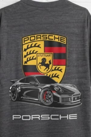 Style92 Men's Oversized Porsche Graphic T-Shirt – Charcoal Grey | Premium Cotton Jersey