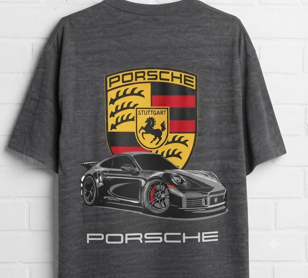 Style92 Men's Oversized Porsche Graphic T-Shirt – Charcoal Grey | Premium Cotton Jersey - Image 2
