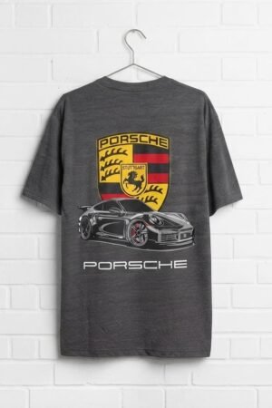 Style92 Men's Oversized Porsche Graphic T-Shirt – Charcoal Grey | Premium Cotton Jersey