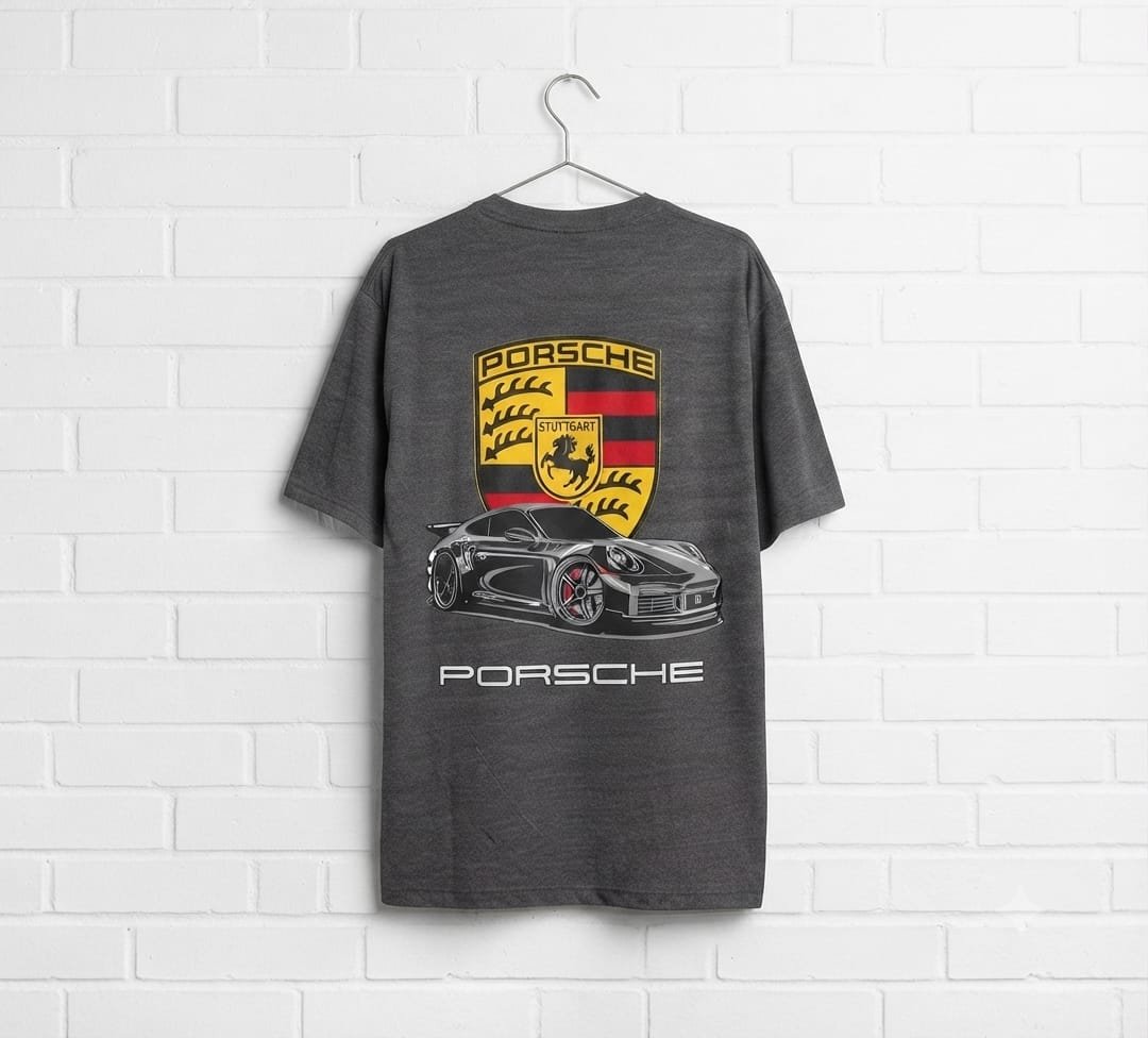 Style92 Men's Oversized Porsche Graphic T-Shirt – Charcoal Grey | Premium Cotton Jersey - Image 3