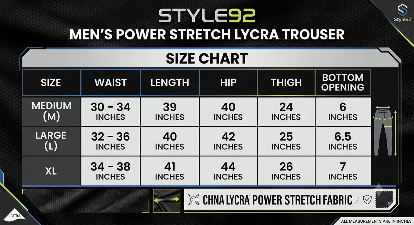 Style92 Men's Power Stretch Lycra Trouser Wear - Image 5