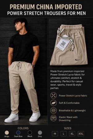 Style92 Premium Imported Power Stretch Lycra Trouser – Beige