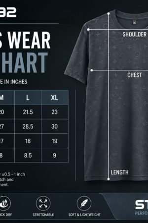 Dark Grey Stylish Soft, Stretchable, Dryfit T-Shirt. Perfect for Sports Activities