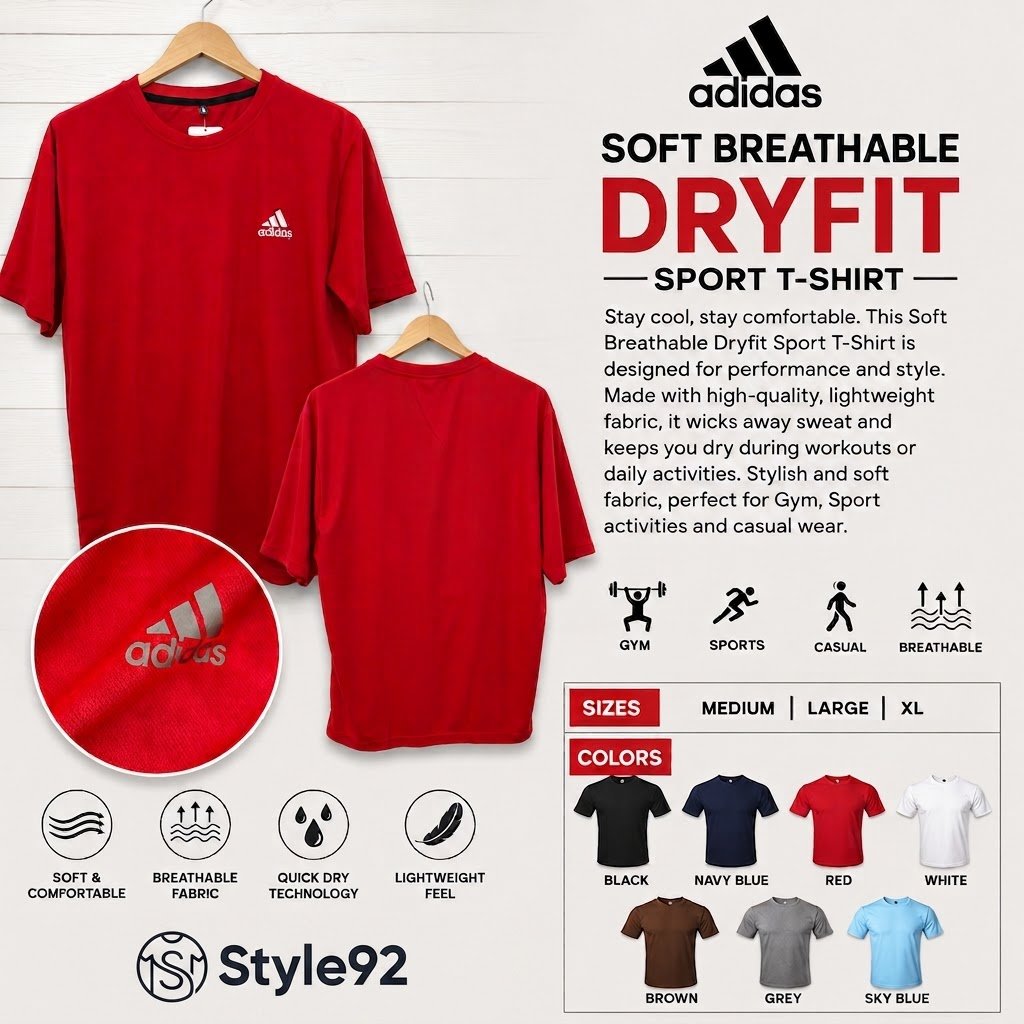 Soft Breathable Dry fit Sport T-Shirt | Style92 - Image 5