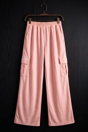 Style92 Girls Premium China Import Stretchable Co-Ord Set – ALO Print | 4 Pocket Baggy Trouser | Peach
