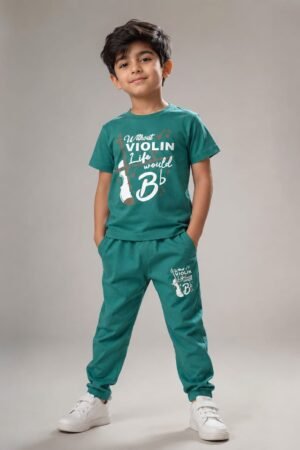 Kids Premium Cotton Jersey Tracksuit for Boys - Emerald Green | 1-10 Years
