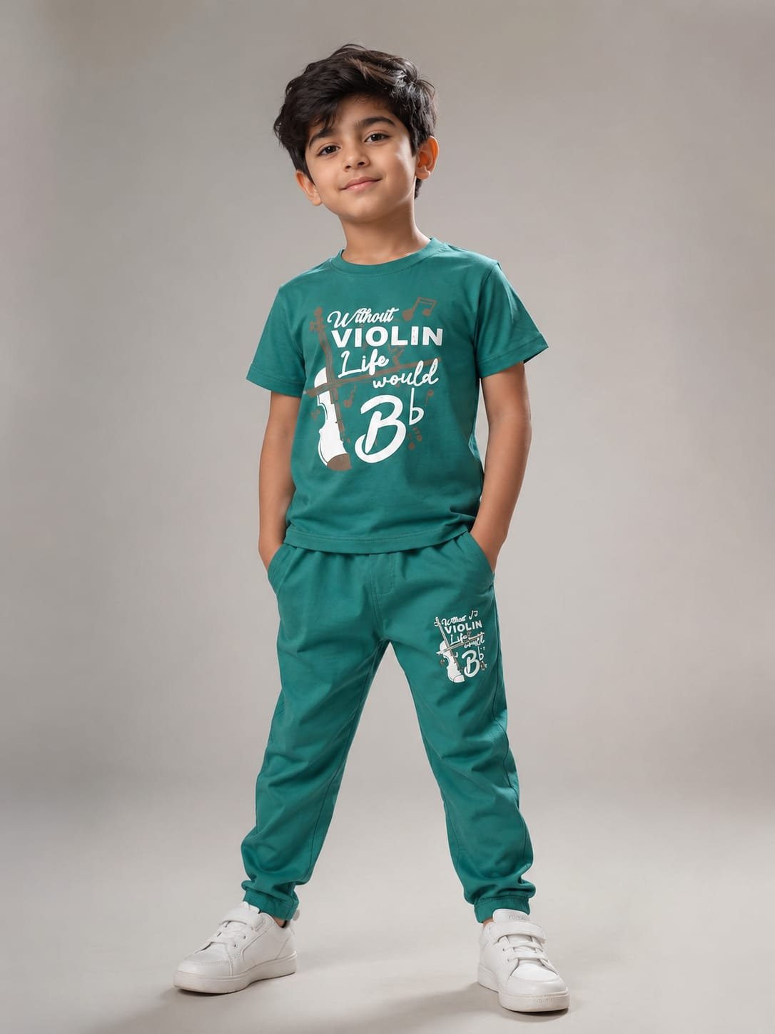 Kids Premium Cotton Jersey Tracksuit for Boys - Emerald Green | 1-10 Years