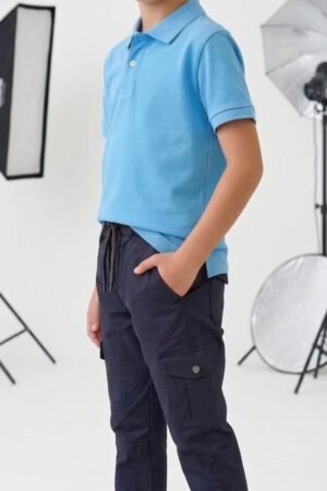 Style92 Boys Jet Black Soft Cotton Jeans Cargo Trousers – Premium 6 Pocket Jogger Pants for Kids (Age 2–14 Years)