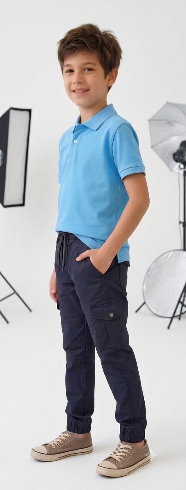 Style92 Boys Jet Black Soft Cotton Jeans Cargo Trousers – Premium 6 Pocket Jogger Pants for Kids (Age 2–14 Years)