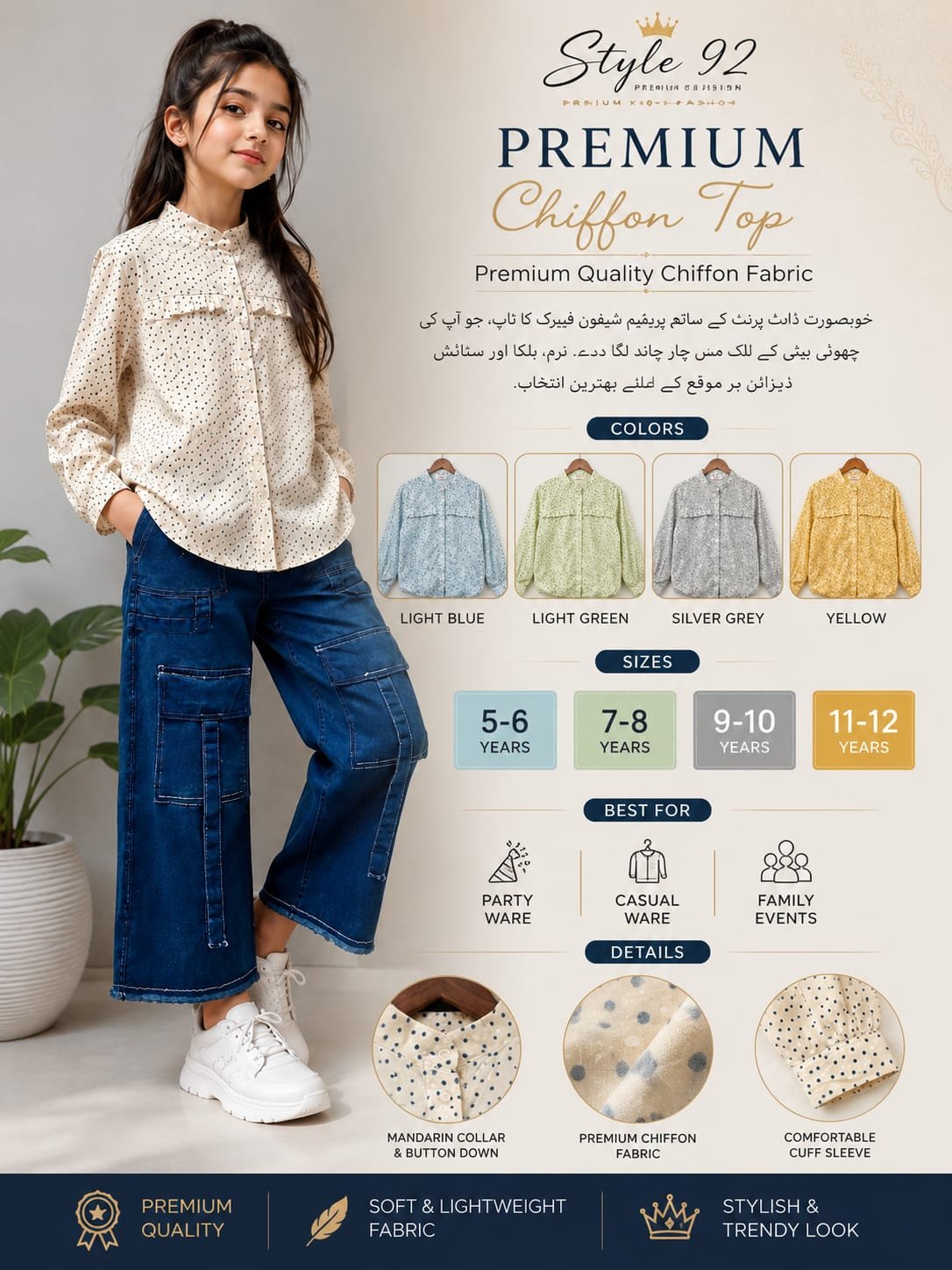Elegant Girls Chiffon Top – Premium Party & Casual Wear | Style92 - Image 5