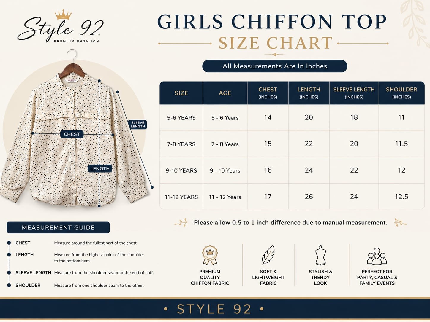 Elegant Girls Chiffon Top – Premium Party & Casual Wear | Style92 - Image 6
