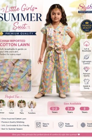 Premium Baby Girls Summer Suit – China Imported Cotton Lawn | Style92