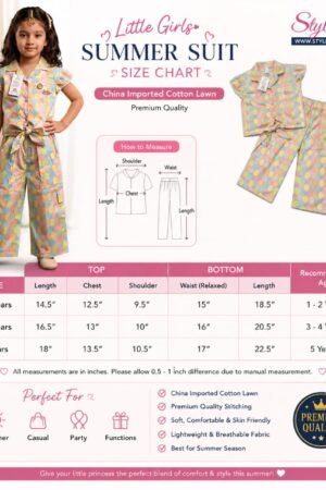 Premium Baby Girls Summer Suit – China Imported Cotton Lawn | Style92