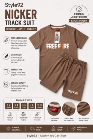 Free Fire Kids Nicker Track Suit – Premium Jersey Cotton Summer Outfit for Boys | Style92