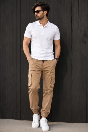 Style92 Premium Export Quality Men's Cargo Trouser – Soft Cotton Jeans Fabric | Slim Fit Jogger Cargo Pants for Casual, Office & Everyday Wear