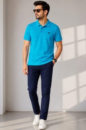 Style92 Sky Blue Polo T-Shirt | Lightweight & Comfortable PK Cotton