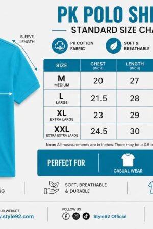Style92 Sky Blue Polo T-Shirt | Lightweight & Comfortable PK Cotton