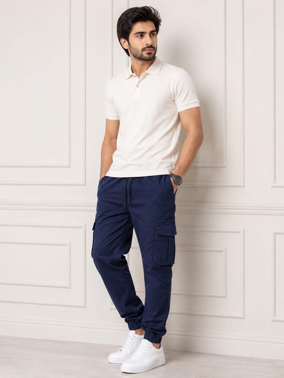 Style92 Premium Export Quality Navy Blue Cargo Trouser – Six Pocket Men's Utility Cargo Pants