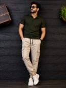 Style92 Premium Export Quality Off White Six Pocket Cargo Pant for Men