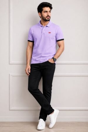 Style92 Premium Export Quality PK Polo Shirt for Men – Light Purple | Soft & Breathable Cotton Fabric